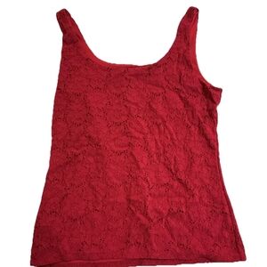 White House Black Market Red Lace Tank Top